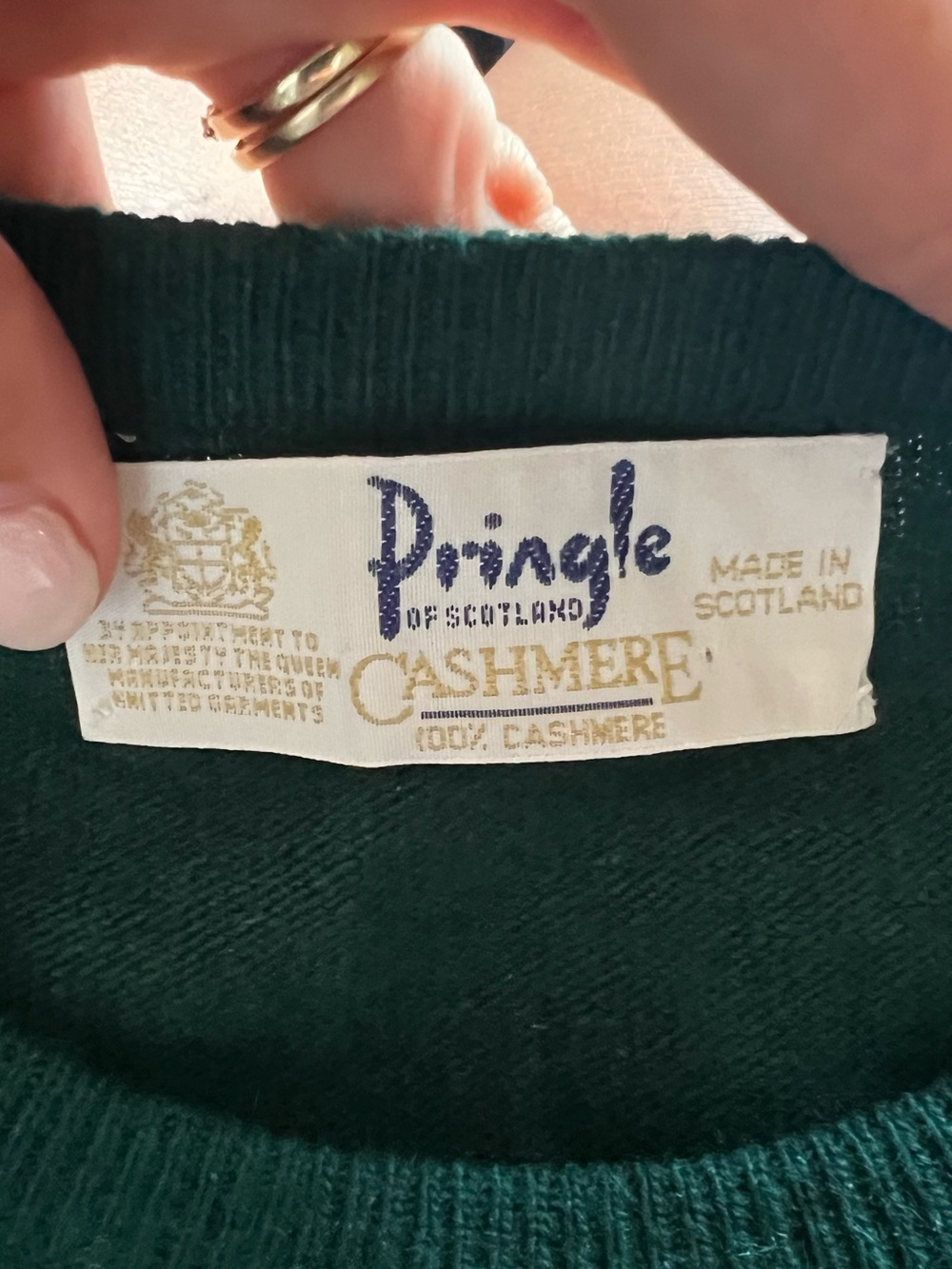 EUC / Like New Pringle of Scotland Classic Crew Neck Cashmere Jumper In Green - Picture 8 of 8